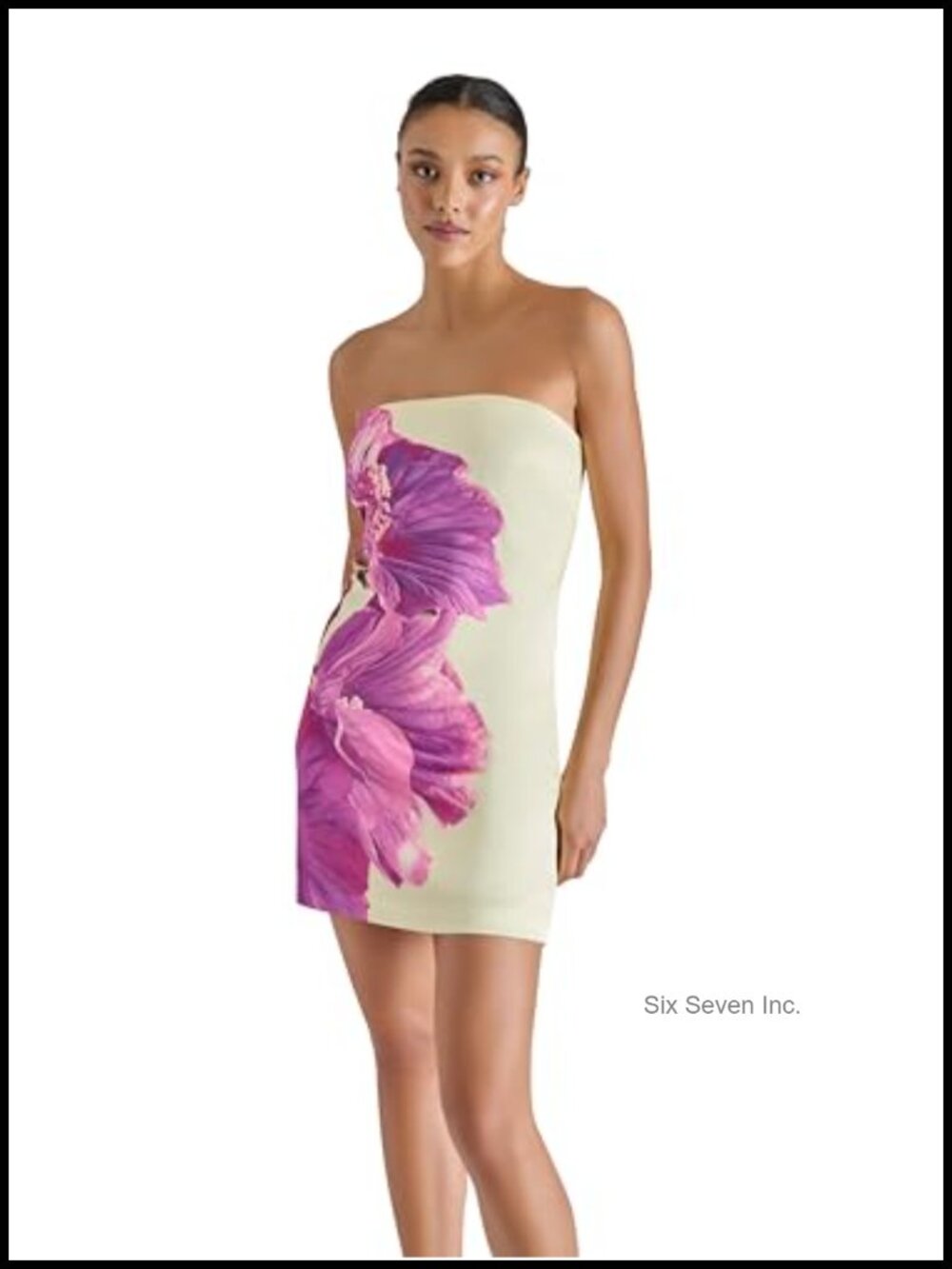 Off Shoulder Bodycon Mini Dress with Floral Pattern Sleevess